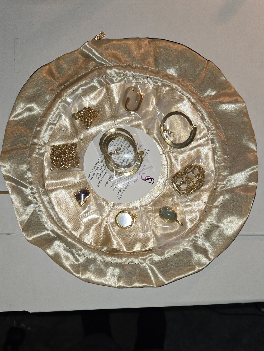 Savvy Cie 18k Gold Tone 9 Piece Jewelry Set on Satin Organizer